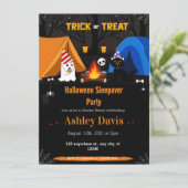 Bonfire Halloween Sleepover Party Uitnodigingen (Staand voorkant)