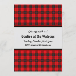 Bonfire  Invitation Red Pset Flannel Kaart