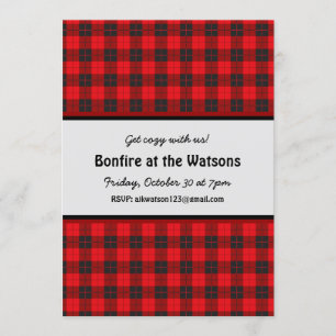 Bonfire Invitation Red Pset Flannel Kaart
