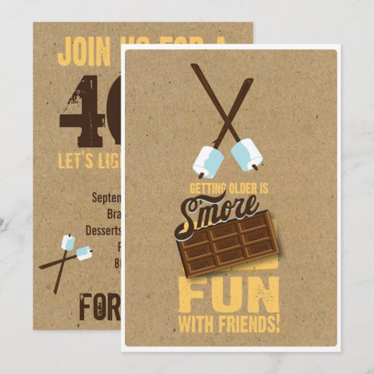 Bonfire Invitations au 40e anniversaire (Devant / Derrière)