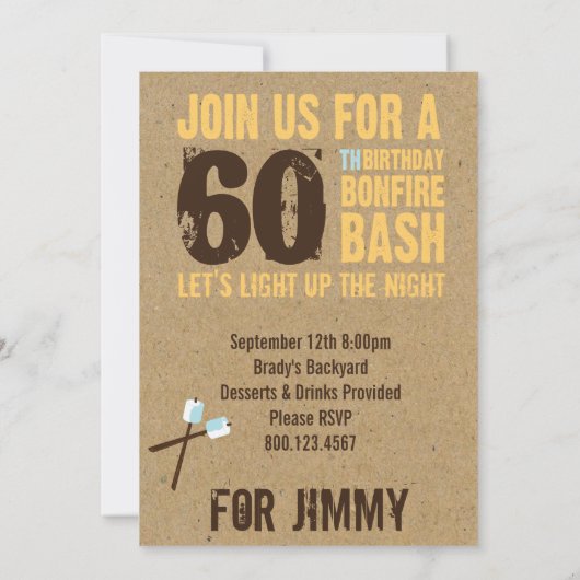 Bonfire Invitations au 60e anniversaire (Dos)