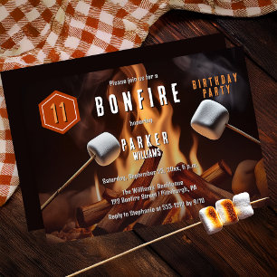 Bonfire Marshmallow Roast 11e verjaardagsfeest Kaart