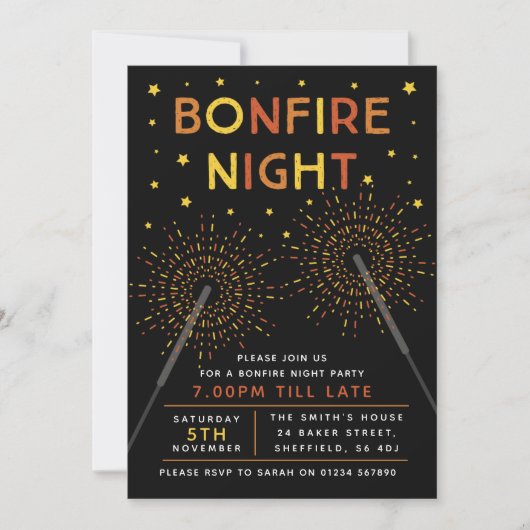 Bonfire Night Party-uitnodiging Kaart (Voorkant)