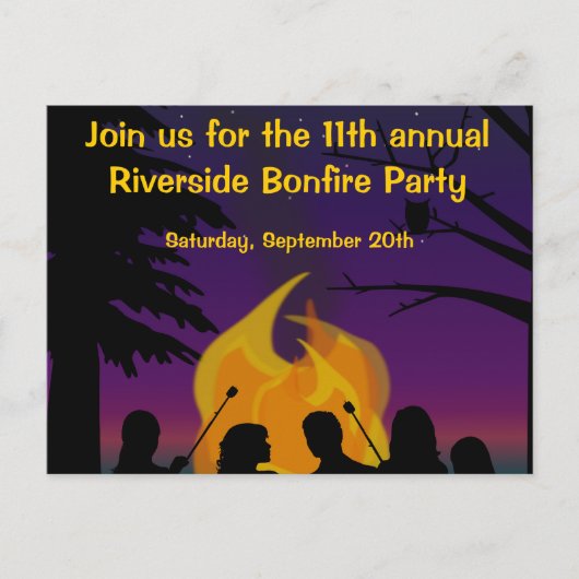 Bonfire Outdoor Party Carte postale Invitation (Devant)