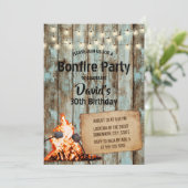 Bonfire Party Rustic String Light Barn Birthday Kaart (Staand voorkant)