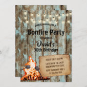 Bonfire Party Rustic String Light Barn Birthday Kaart (Voorkant / Achterkant)