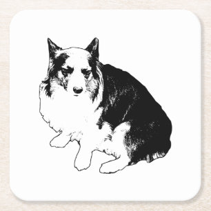 Bonfire Rim Corgi Vierkante Kartonnen Onderzetter