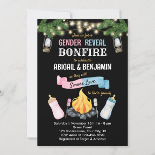 Bonfire S'more Baby Gender Reveal Uitnodiging Coed