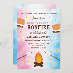 Bonfire S'more Love Baby Gender Reopenbaart Uitnod Kaart