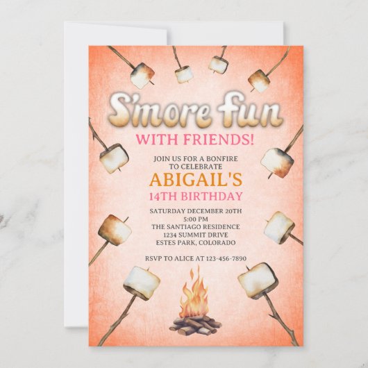 Bonfire Smores Invitation Anniversaire (Devant)