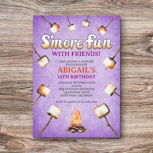 Bonfire Smores Invitation Anniversaire