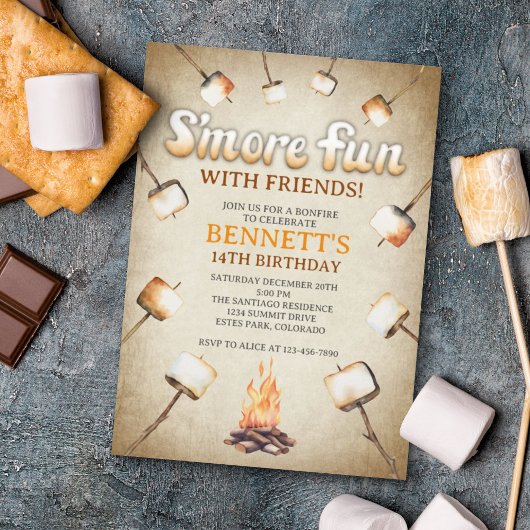 Bonfire Smores Invitation Anniversaire