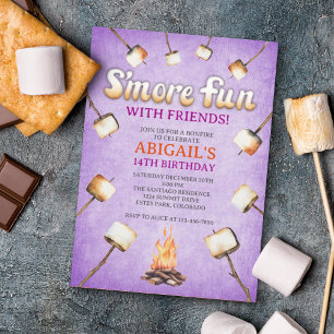 Bonfire Smores Invitation Anniversaire