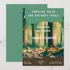 Bonfire Woodland camping buiten verjaardagsfeestje Kaart