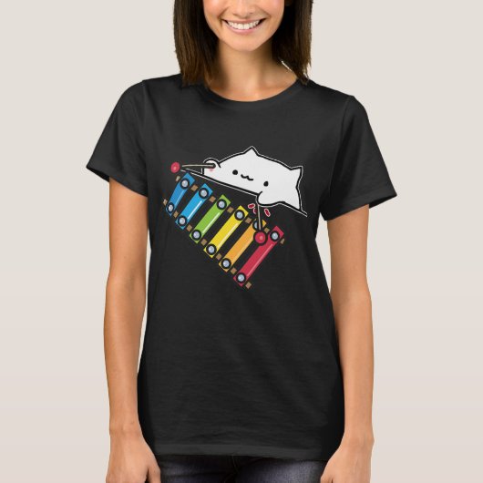 Bongo Cat Jouant au t-shirt marimba mème mignon du (Devant)