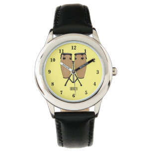 Bongo drum cartoon illustratie horloge