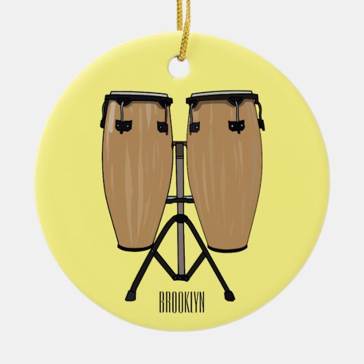 Bongo drum cartoon illustratie keramisch ornament (Voorkant)