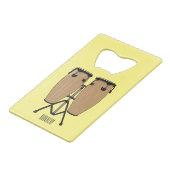 Bongo drum cartoon illustratie kredietkaart flessenopener (Voorkant Gekanteld)