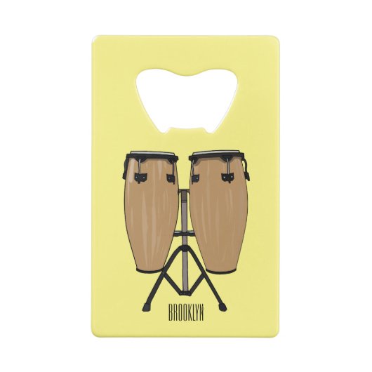 Bongo drum cartoon illustratie kredietkaart flessenopener (Achterkant)