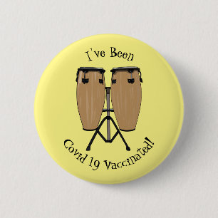 Bongo drum cartoon illustratie ronde button 5,7 cm