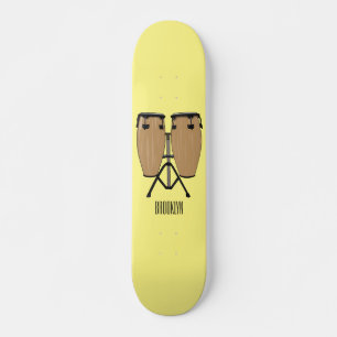 Bongo drum cartoon illustratie skateboard