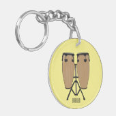Bongo drum cartoon illustratie sleutelhanger (Voorkant Links)