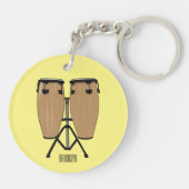 Bongo drum cartoon illustratie sleutelhanger (Achterkant)