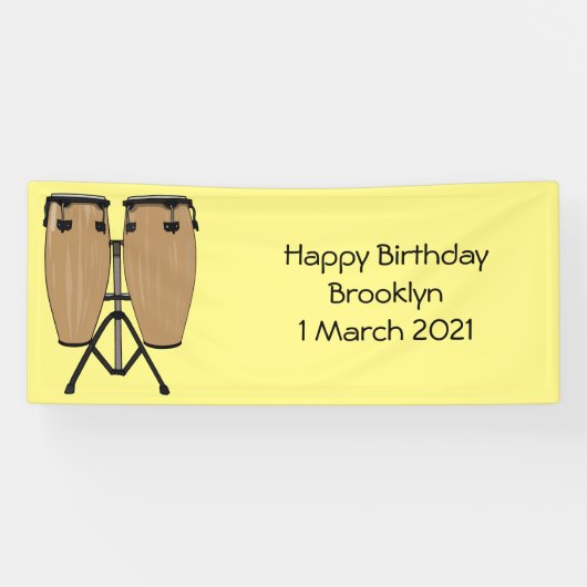 Bongo drum cartoon illustratie spandoek (Horizontaal)