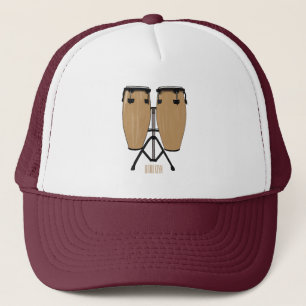 Bongo drum cartoon illustratie trucker pet