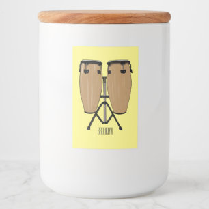 Bongo drum cartoon illustratie voedselcontainer etiket