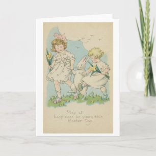 Bonheur de Pâques ! Carte de voeux vintage de