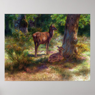 Bonheur - deer en beesten in hout poster