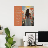 Bonheur Fille avec Fleurs Poster Inspirationnel (Bureau à domicile)