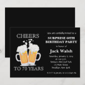 Bonheur Surprise 70e anniversaire Invitations de f (Devant / Derrière)