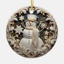 Bonhomme de neige à effet 3D Ornement de Noël | No