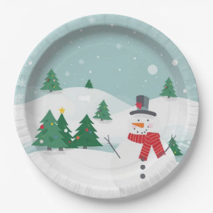 Bonhomme de neige assiette en papier