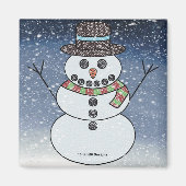 Bonhomme de neige avec fond - Magnet (Devant)