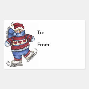 Bonhomme de neige de patinage - étiquettes de