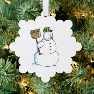 Bonhomme de neige en papier ornement balai flocon