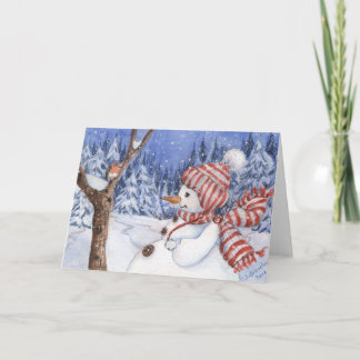 Bonhomme de neige et carte de vacances de Robin