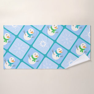 Bonhomme de neige et flocons de neige à carreaux d