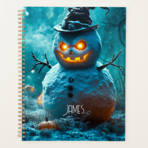 Bonhomme de neige Halloween bleu saison effrayante