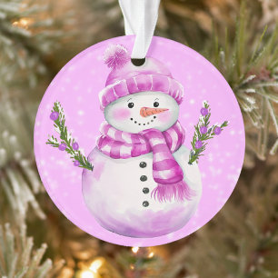 Bonhomme de neige joyeux rose personnalisé