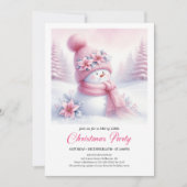 Bonhomme de neige rose joyeux Invitation de Noël m (Devant)