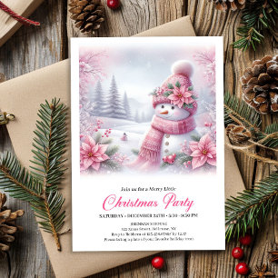 Bonhomme de neige rose joyeux Invitation de Noël p