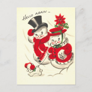Bonhomme de neige vintage et carte postale de