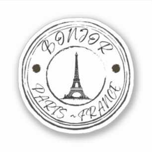 Bonjor Paris Frankrijk Reisstempel Sticker