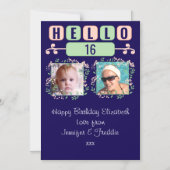 Bonjour 16 anniversaire 2 photo carte magnétique b (Recto)