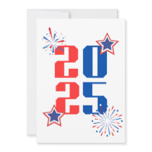 BONJOUR 2025 Carte de vœux rouge et bleu pour les