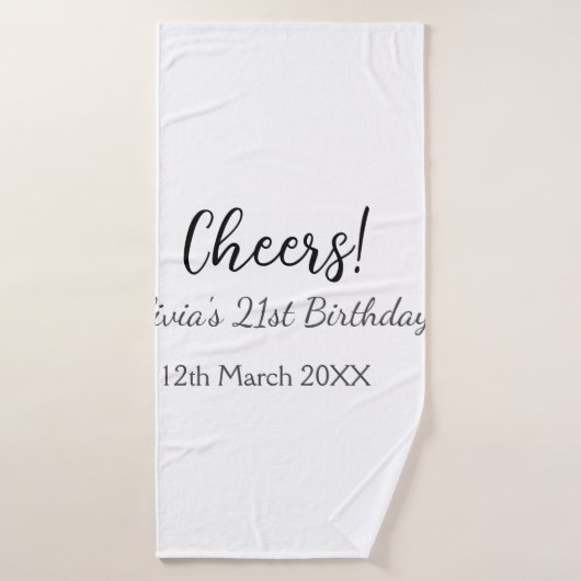 Bonjour 21e anniversaire ajouter nom date simple m (Serviette de bain)